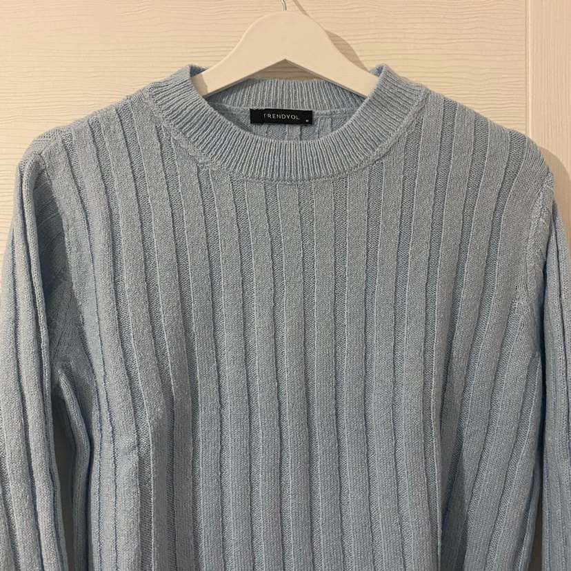 Bebe Mavi Örgü Kadın Kazak - Görsel 2