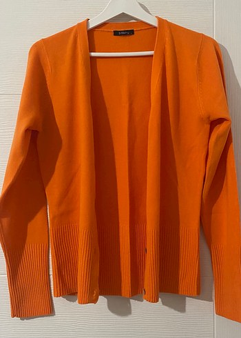 Turuncu Düğmeli V Yaka Kadın Hırka - Görsel 5