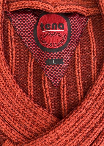 Kiremit V Yaka Örgü Erkek Kazak - Görsel 4