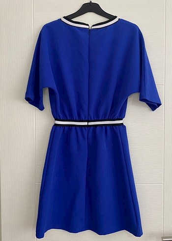 Mavi Kemerli Midi Kadın Elbise - Görsel 3