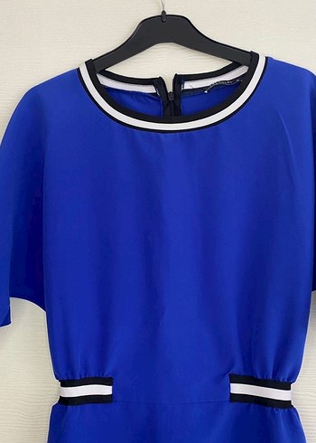 Mavi Kemerli Midi Kadın Elbise - Görsel 2