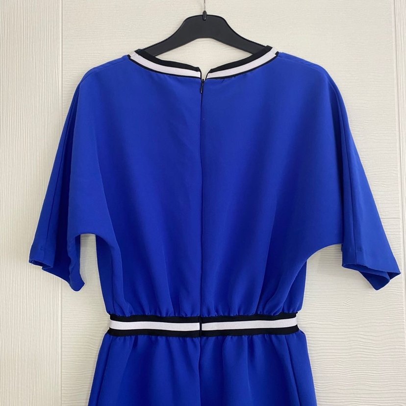 Mavi Kemerli Midi Kadın Elbise - Görsel 4