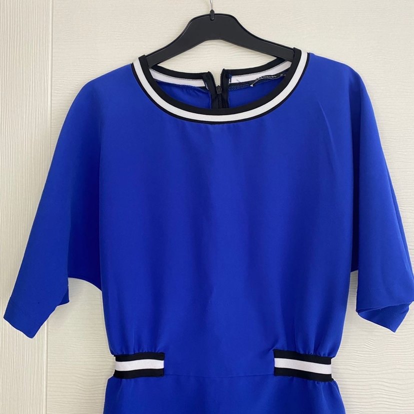 Mavi Kemerli Midi Kadın Elbise - Görsel 2