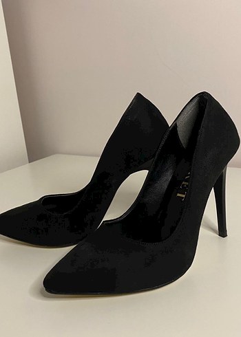 Siyah Nubuk Stiletto - Görsel 3