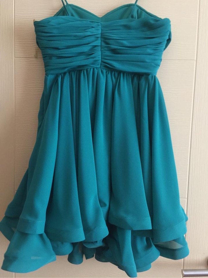 Turkuaz Drapeli Midi Abiye Elbise - Görsel 2