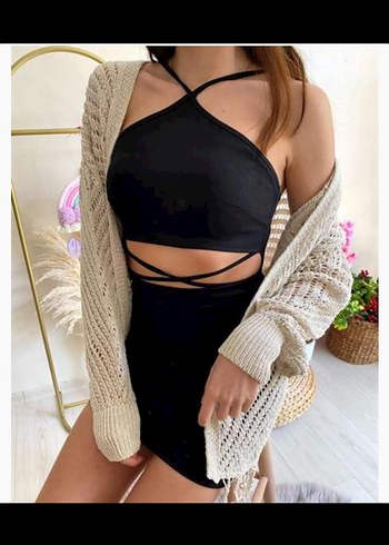 Siyah Mini detaylı elbise