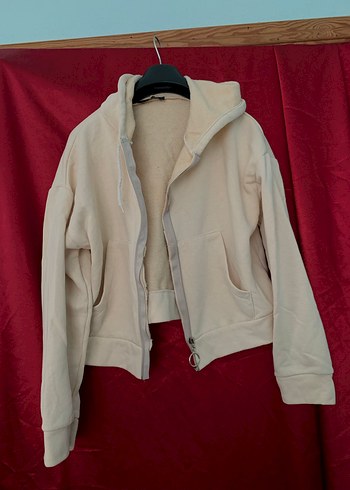 Bej Fermuarlı Kadın Sweatshirt