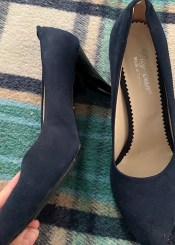 Diğer Klasik Lacivert Süet Stiletto Topuklu Kadın Ayakkabı