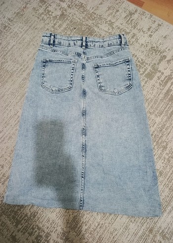 Diğer YMR Moda Düğmeli Mavi Kot etek