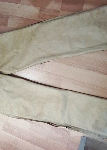 38 Beden Kadın Kahverengi Deri Düz Paça Pantolon