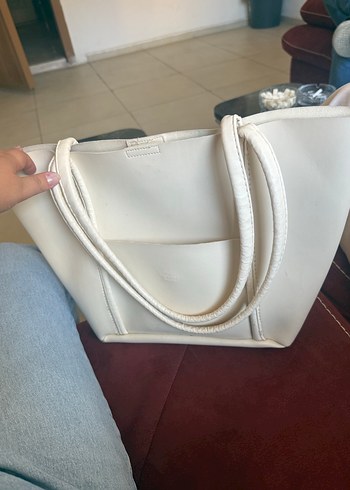 Beyaz Minimalist Deri Kadın Çanta