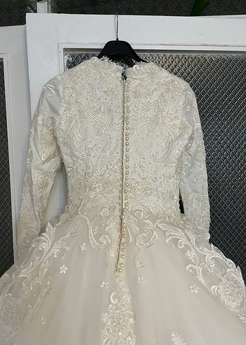 36 Beden Uzun Kollu Vintage Prenses Tesettür Gelinlik