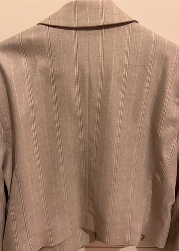l Beden gri Renk Pierre cardin Düğmeli Keten Kadın Blazer