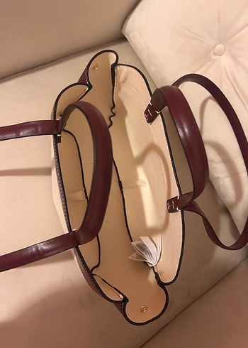 Zara Zara Deri Detaylı Bej Minimalist Kadın Çanta