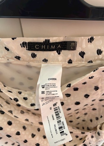l Beden beyaz Renk Chima Puantiye Desenli Drapeli Midi Eteği