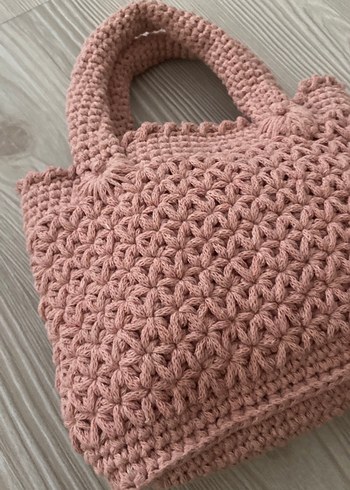 Zara Pembe Örgü Kadın El Çantası