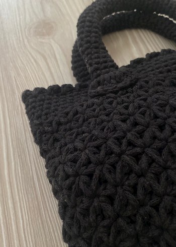 Zara Siyah Örgü Bohem Kadın Çanta