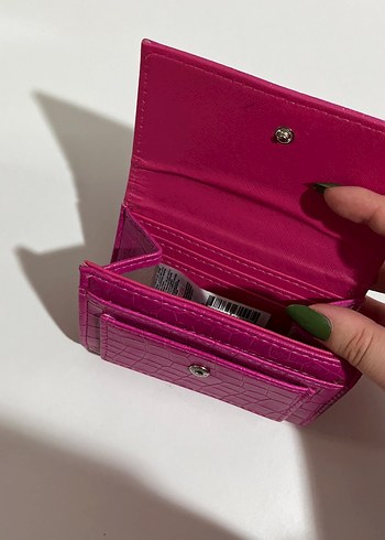 Beden Pembe Deri Yılan Desenli Fermuarlı Kadın Cüzdanı