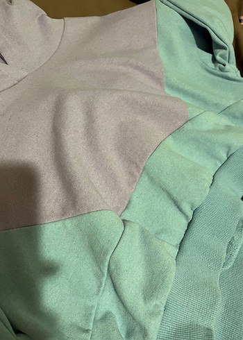 m Beden turkuaz Renk Kadın Turkuaz Fırfırlı Boğazlı Mini Sweatshirt