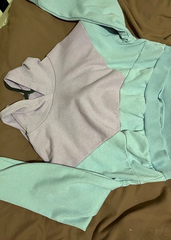 Kadın Turkuaz Fırfırlı Boğazlı Mini Sweatshirt