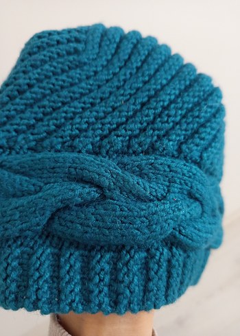 Turkuaz Örgü Kadın Bere - Görsel 3