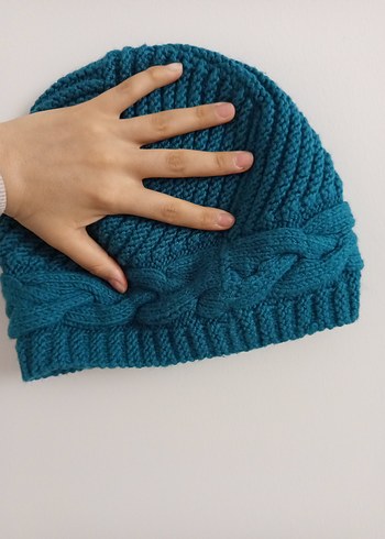 Turkuaz Örgü Kadın Bere - Görsel 2