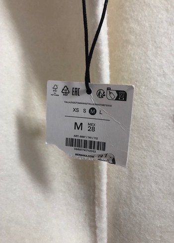 Bershka Bershka Krem Renk Çift Düğmeli Kaban M beden