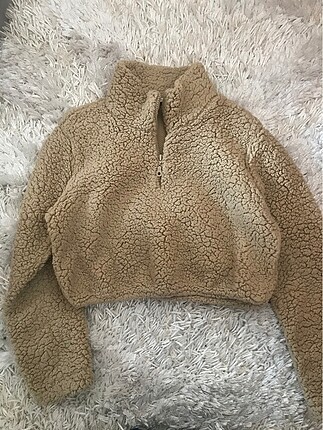 s Beden camel Renk Crop peluş sweatshirt