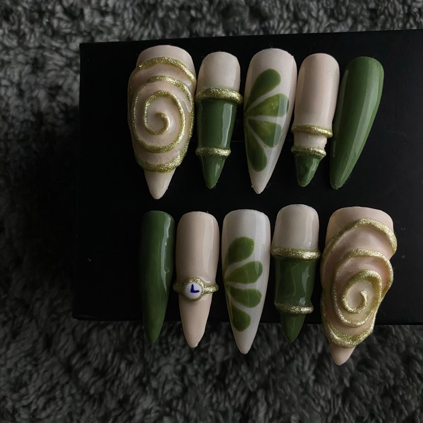 Botanik Sarmal 3D tasarım takma tırnak seti - Görsel 2