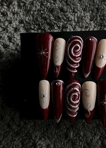 Kızıl Girdap 3D tasarım takma tırnak seti - Görsel 2