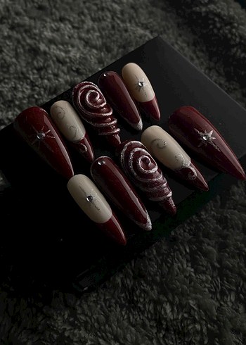 Kızıl Girdap 3D tasarım takma tırnak seti - Görsel 3