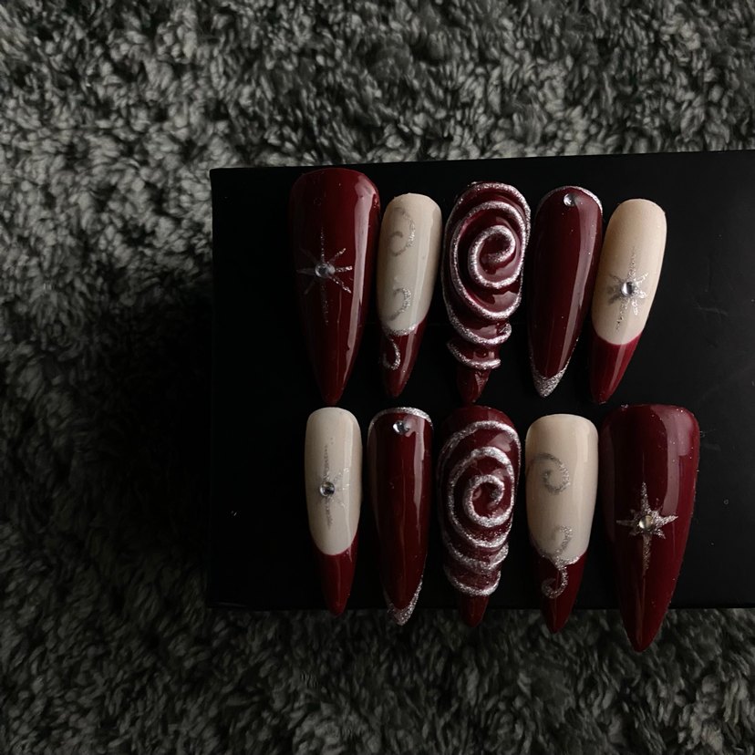 Kızıl Girdap 3D tasarım takma tırnak seti - Görsel 2