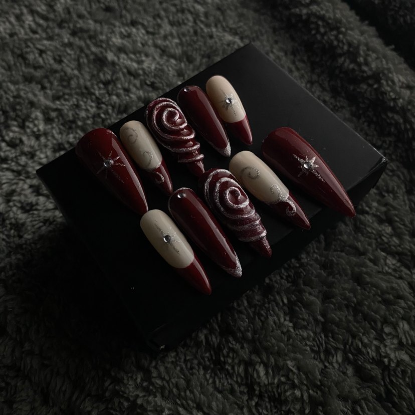 Kızıl Girdap 3D tasarım takma tırnak seti - Görsel 3