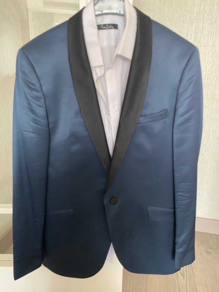 Erkek lacivert ceketli siyah pantolonlu smokin - Görsel 2