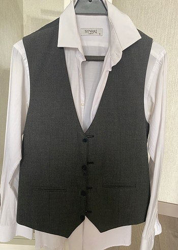 Gri Düğmeli Erkek Takım Elbise - Görsel 4