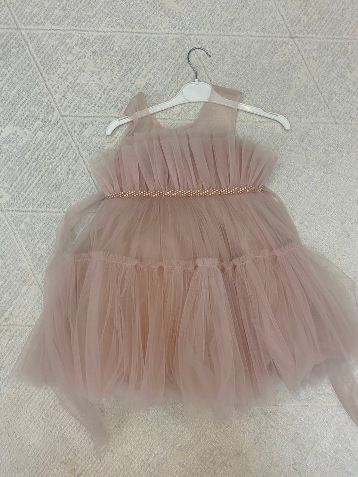 Pembe Tül Kız Çocuk Elbise - Görsel 5