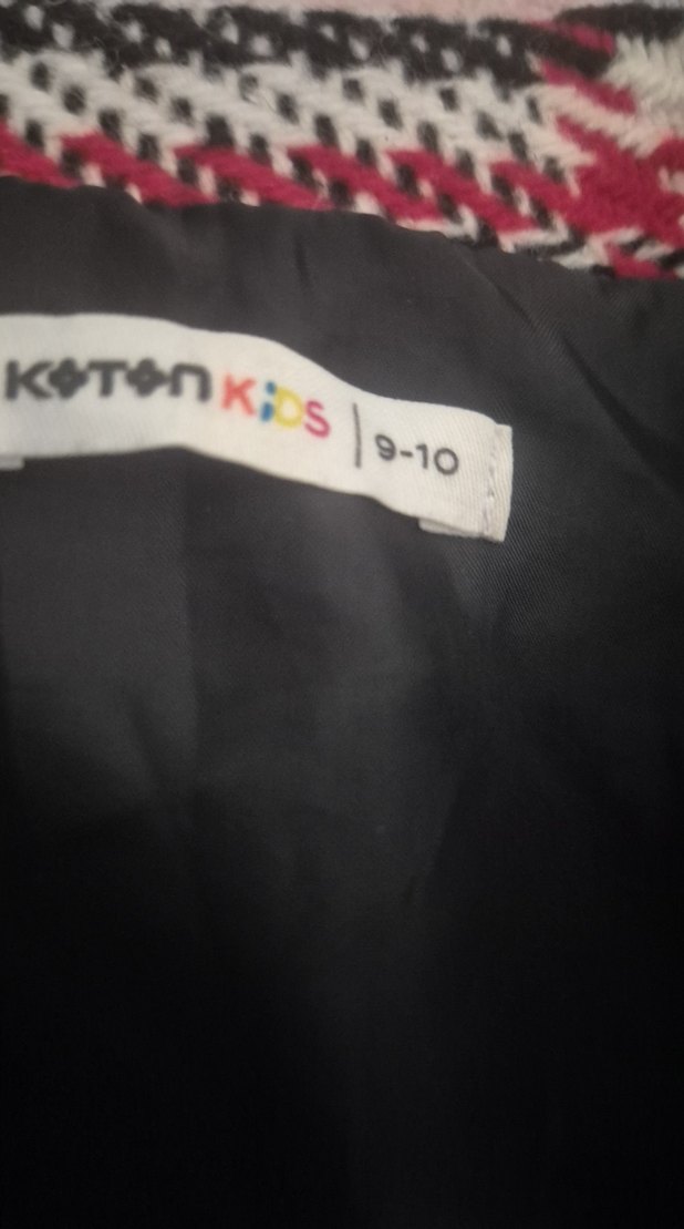 Kız Çocuk Gri Ekose düğmeli Panço - Görsel 2