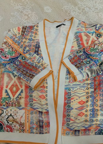 Renkli Desenli Bohem Kadın Kimono