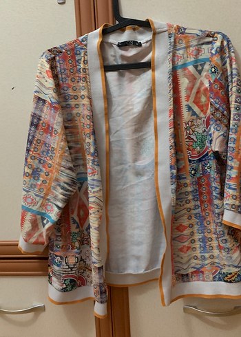 xl Beden Renkli Desenli Bohem Kadın Kimono