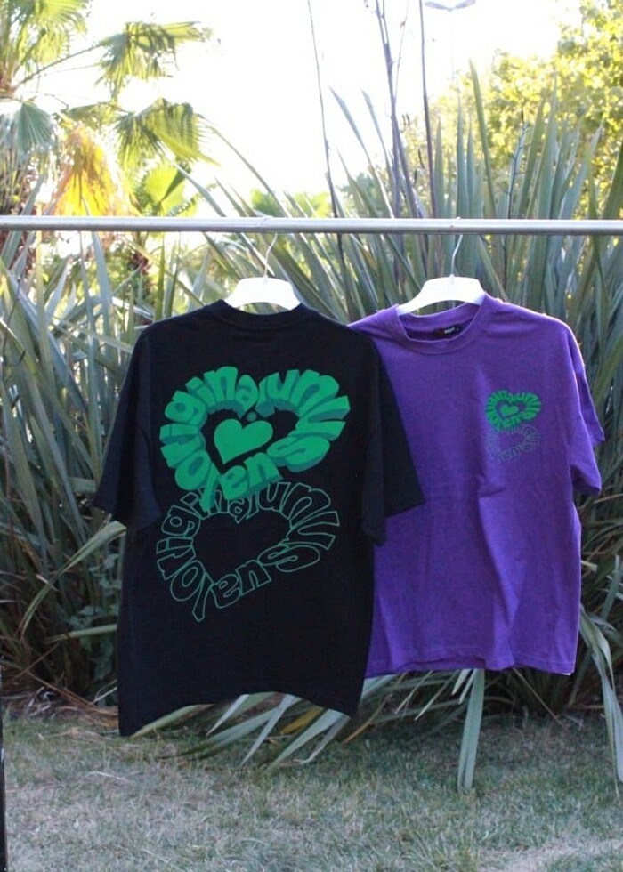 Çift komnini kalp tişört unisex etiketli kadın erkek  - Görsel 2