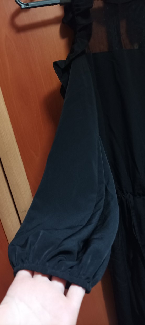 Siyah Uzun Kollu Fırfırlı Gotik Elbise - Görsel 3