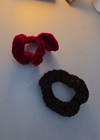 Bordo ve kahve Kadife Lastik Toka Seti - Görsel 2