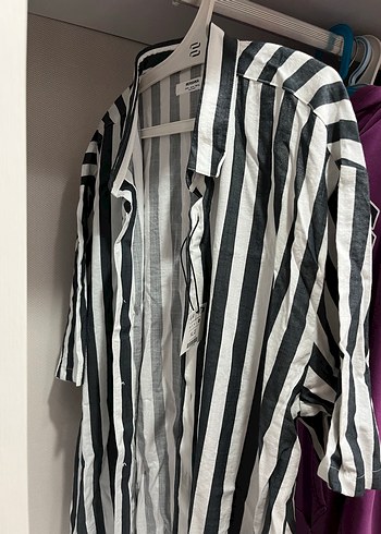 Erkek Çizgili Keten Gömlek - Görsel 2