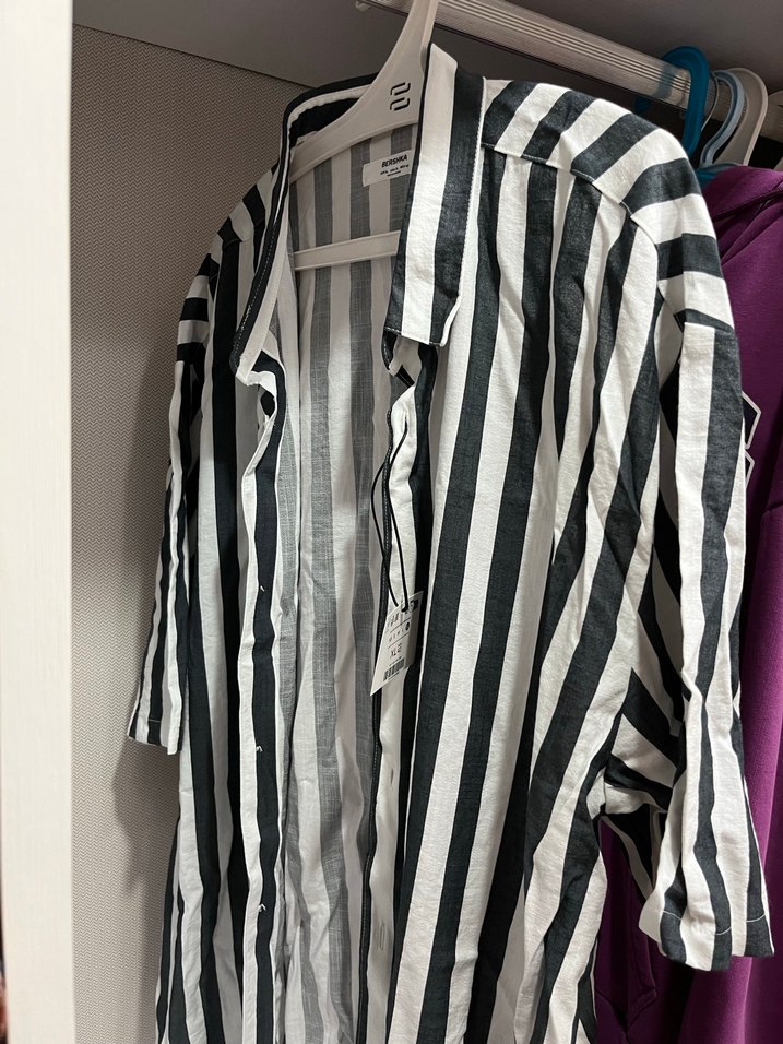 Erkek Çizgili Keten Gömlek - Görsel 2