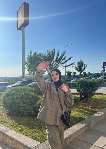 Camel Renk Uzun Kollu Kadın Takım