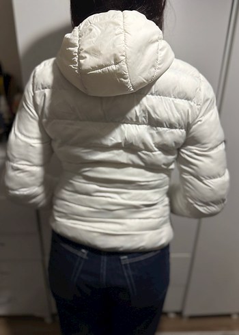 Beyaz Fermuarlı Kadın Kışlık Mont - Görsel 3