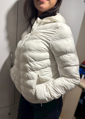 Beyaz Fermuarlı Kadın Kışlık Mont - Görsel 2