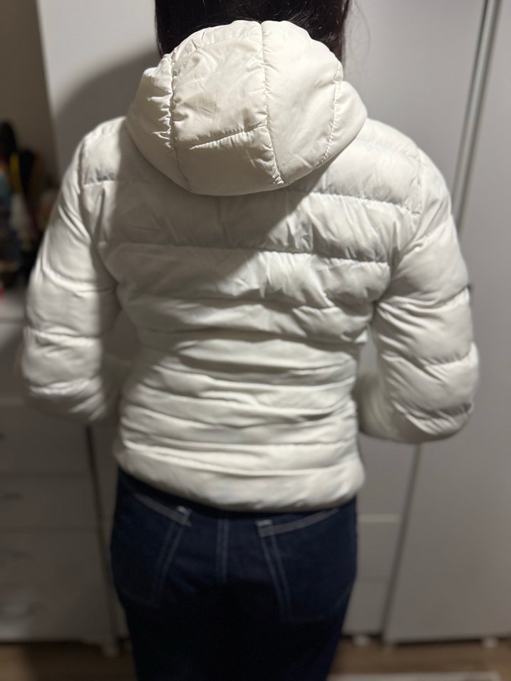 Beyaz Fermuarlı Kadın Kışlık Mont - Görsel 3