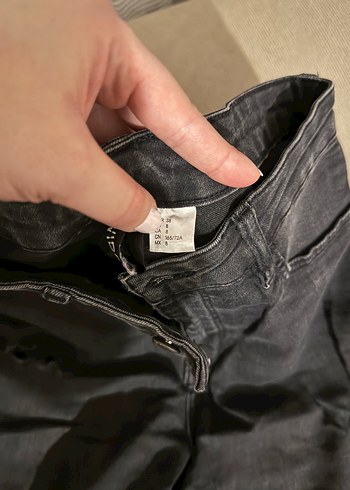 Siyah Fitilli Midi Kadın Kot Pantolon - Görsel 3