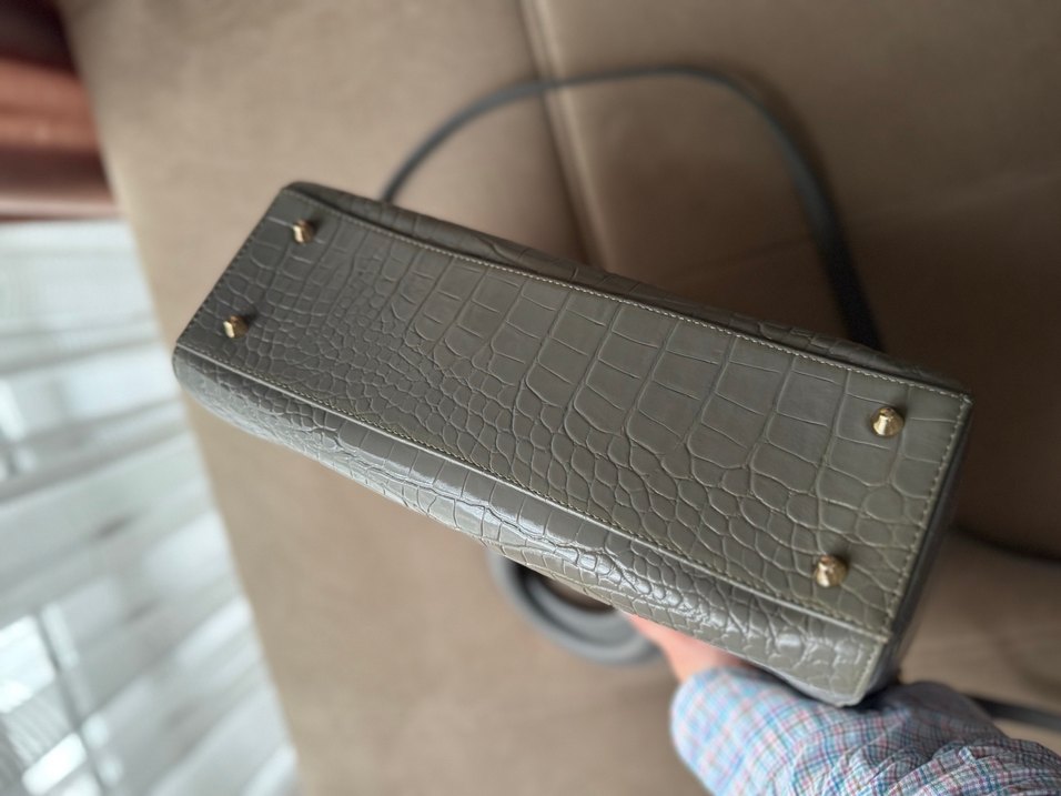 Gri Yılan Desenli Deri Kadın Çanta - Görsel 5